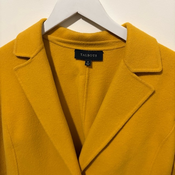 Women's Mustard Yellow Coat Talbots wool blazer size 6 - Picture 7 of 12